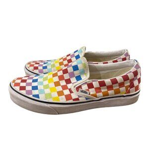 Vans Slip-On Rainbow Checkerboard Shoes Mens 10 Colorful Canvas Casual